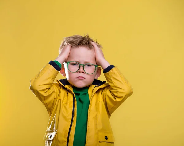 Portrait Child Boy Hands Head — Stock Photo, Image