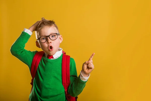 School Boy Glasses Failed Back School Why — Stock Photo, Image