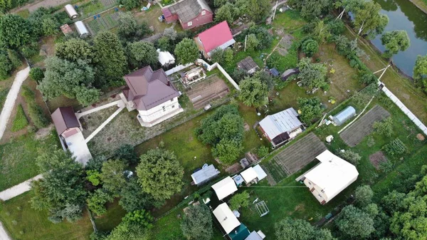 Bir Drone Ile Köyün Görünümü — Stok fotoğraf