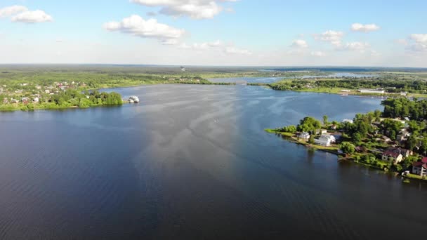 Vista Del Río Volga Desde Dron — Vídeos de Stock