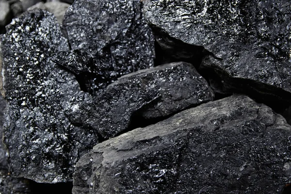 Nahaufnahme Eines Schwarzen Kohlehaufens Kohlebergbau — Stockfoto