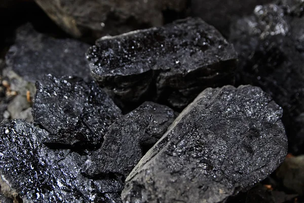 Nahaufnahme Eines Schwarzen Kohlehaufens Kohlebergbau — Stockfoto