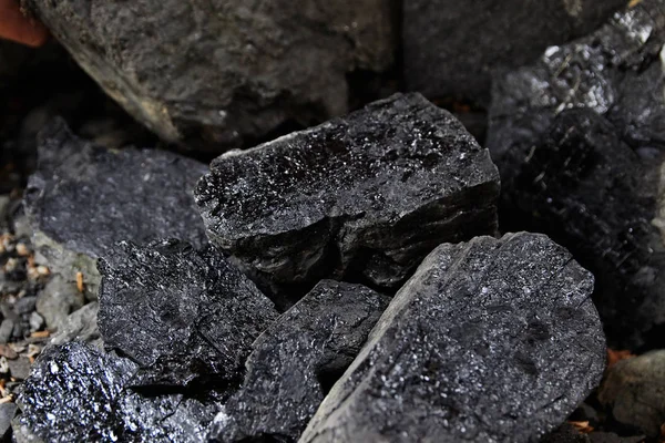 Κοντινό Πλάνο Του Μαύρου Άνθρακα Σωρό Εξόρυξη Άνθρακα — Φωτογραφία Αρχείου