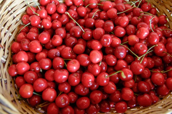 Sladké Chutné Červené Cherry Pozadí — Stock fotografie