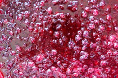 frenk üzümü reçel. Yukarıdan görüntüleyin. Arka plan için. Çilek. Malzemeler.