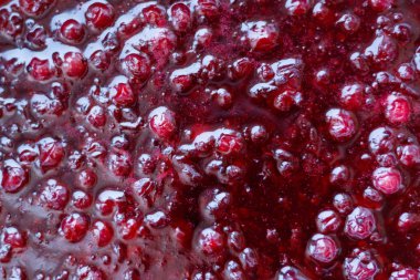 frenk üzümü reçel. Yukarıdan görüntüleyin. Arka plan için. Çilek. Malzemeler.