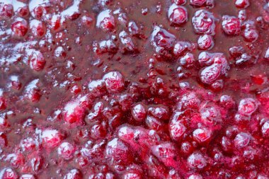 frenk üzümü reçel. Yukarıdan görüntüleyin. Arka plan için. Çilek. Malzemeler.