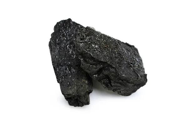 Шматок Вугілля Ізольований Білому Тлі — стокове фото