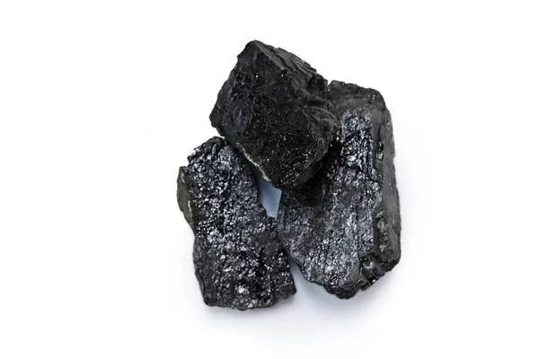 Ein Stück Kohle Isoliert Auf Weißem Hintergrund — Stockfoto