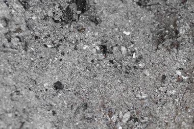 Fırının arka planındaki gri kül, şömineden çıkan kül, kül, kül, odun külleri.