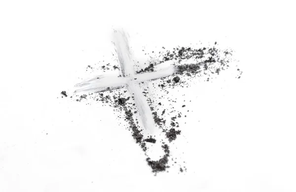 Christliches Kreuz Oder Kruzifix Asche Staub Oder Sand Als Symbol — Stockfoto