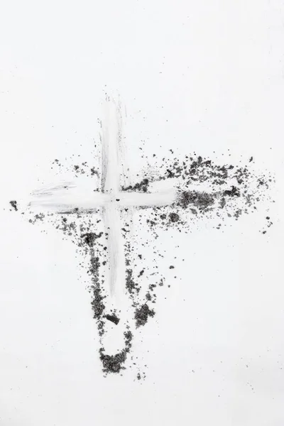 Cross Made Ashes Ash Wednesday Lent Season Vintage Abstract Background — Stock Photo, Image