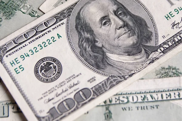 Background Money American Hundred Dollar Bills Horizontal — Stock Photo, Image