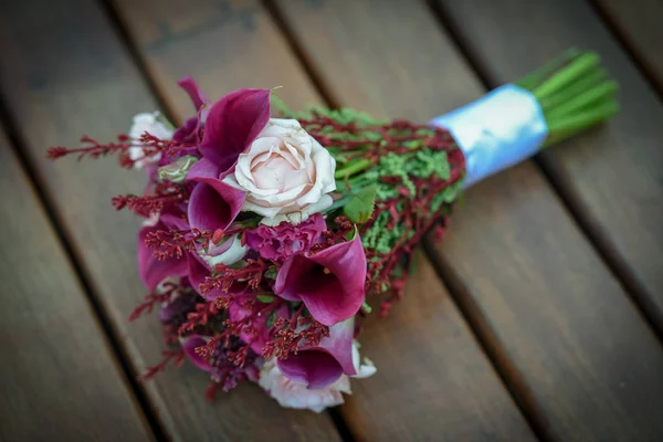 Rustic Romantic Bridal Bouquet Wedding Arrangement Many Colors Flowers Rustic — Stock Photo, Image
