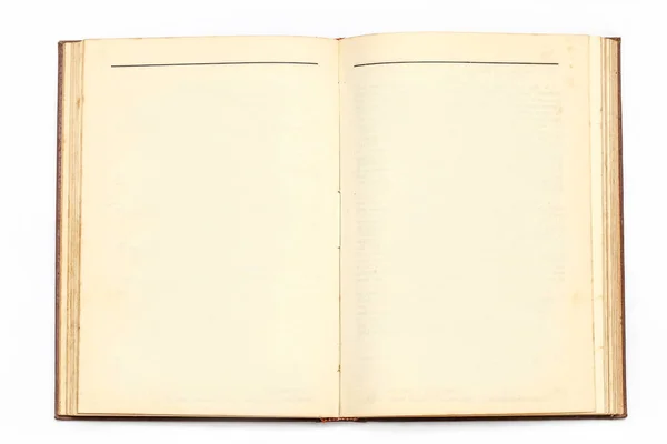 Foto Livro Antigo Aberto Sem Texto Suas Páginas Isolado Com — Fotografia de Stock