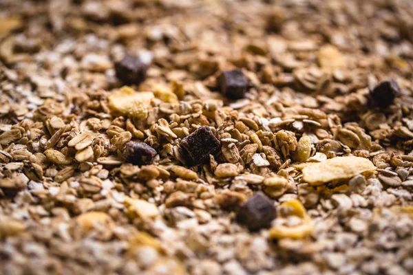 Varias Semillas Granola Avena Cereales Variados Todos Esparcidos Por Una — Foto de Stock