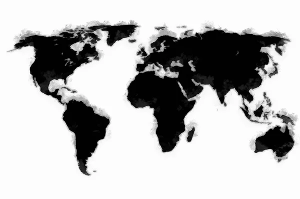 Διανυσματική Εικόνα Ενός Χάρτη Κόσμο Πλήρη Όλες Τις Ηπείρους Υψηλή — Φωτογραφία Αρχείου