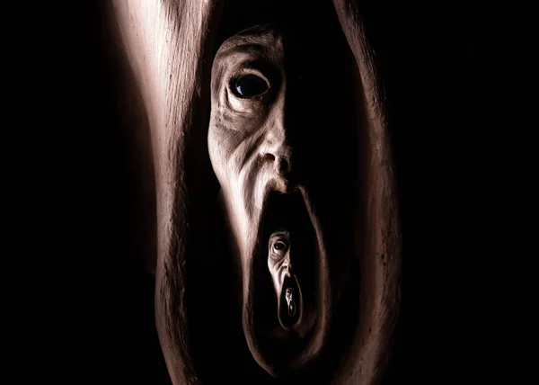 Imagen Una Cara Asustada Gritando Miedo Imagen Terror Halloween Día — Foto de Stock