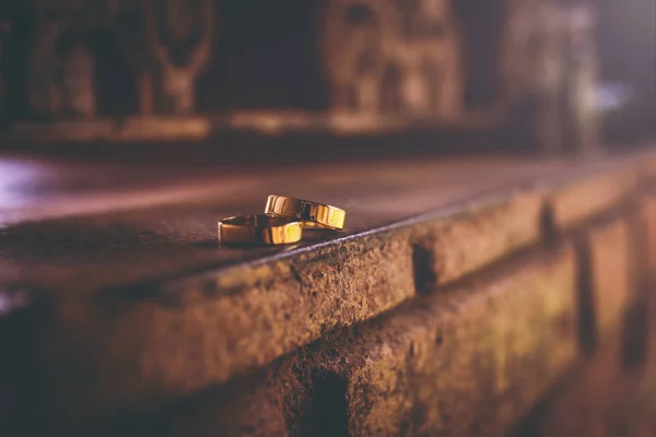 Obrázek Páru Snubních Prstenů Romantické Foto Konceptem Lásky Nebo Závazek — Stock fotografie