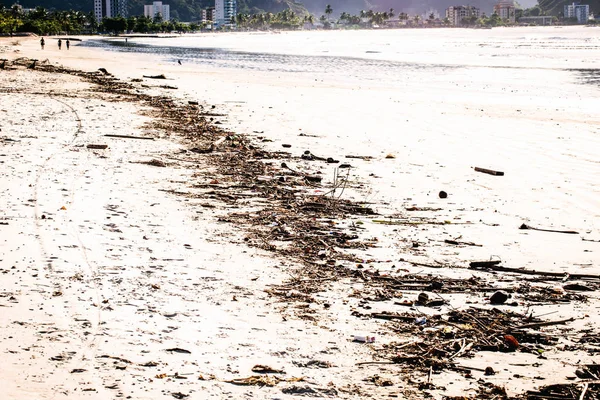 Spazzatura sul bordo della spiaggia, in spiaggia brasiliana . — Foto Stock