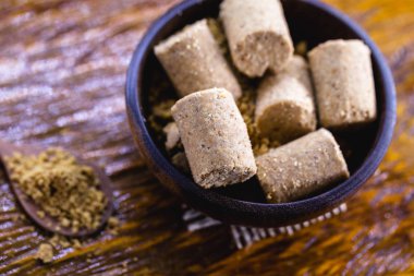 Paçoca, Brezilya'ya özgü yer fıstığı reçeli. Brezilya gıda ülkenin Noderste ve Minas Gerais eyaletinde yapılır. Brezilya gümrük ve malzemeler.