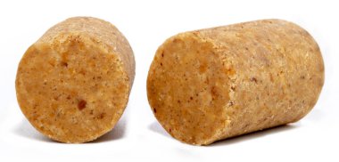 Pacoca adlı tatlı Brezilya fıstığı, Brezilya'nın tipik tatlısı. Tüm Juninas Festivalleri mevcuttur. izole beyaz arka plan