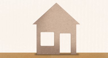 metin için oda ile bir karton evin görüntü. Resim arka planı, ev veya güvenlik kavramı.