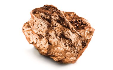 Beyaz arka planda bronz külçe değerli taş