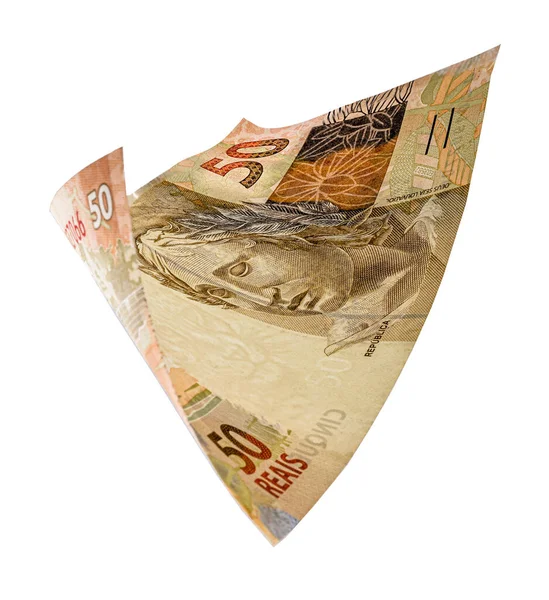 Reais Bill Money Brazil Falling Rapidly Concept Economic Crisis Loss — Stock Photo, Image