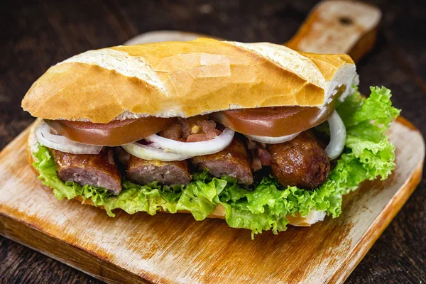Pane Con Carne Maiale Spuntino Tradizionale Dal Brasile — Foto Stock