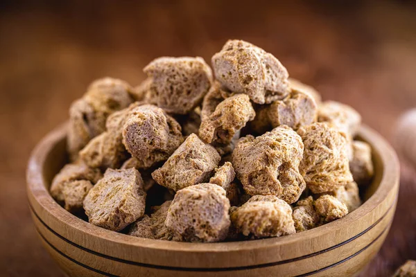 Comida Vegan Proteína Soja Grossa Também Chamada Carne Soja Proteína — Fotografia de Stock