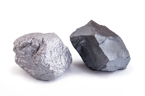Mineral Hierro Piedra Plata Aislados Sobre Fondo Blanco Mineral Exportación — Foto de Stock