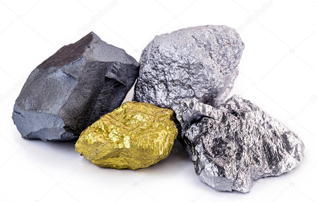 gold stone, iron ore, silver and manganese. Several stones used in the industry, collection of precious stones.