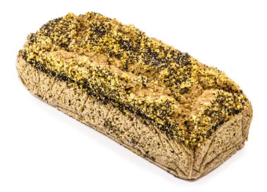 Vejetaryen yulaf ezmesi, badem, doğranmış ceviz, Brezilya fındığı, ayçiçeği tohumu, keten tohumu, kimyasal maya, liçi. İzole edilmiş beyaz arkaplan.