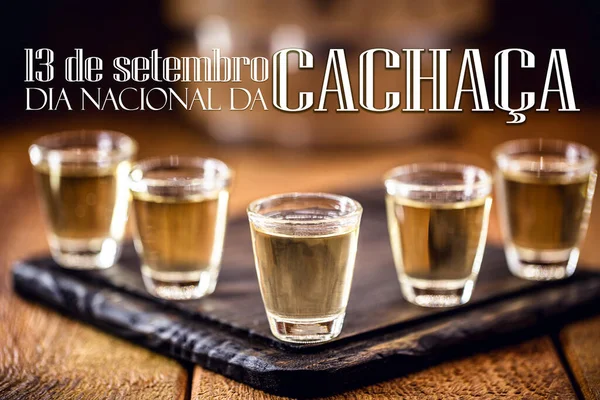 Brazilian Drink Called Cachaa Pinga Traditional Distilled Drink Brazil Text — Stock Photo, Image