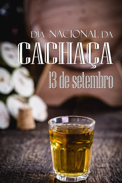 Glass Cachaca Typical Drink Distilled Brazil Made Sugar Cane Also — Stock Photo, Image