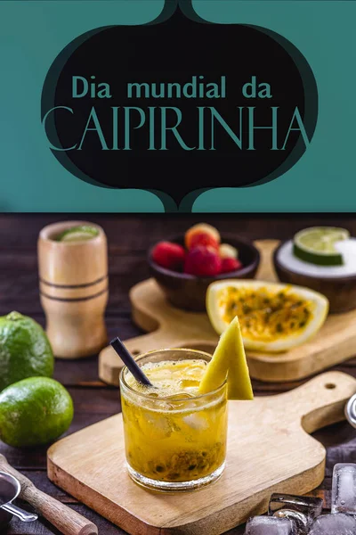 Caipirinha Destilovaný Nápoj Typický Pro Brazílii Vyrobený Ovoce Cukru Cachacy — Stock fotografie