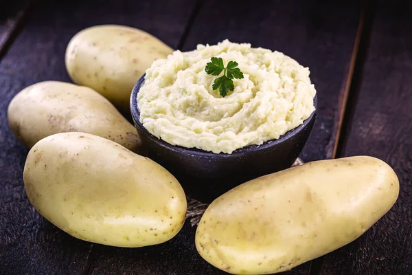 Creme Pasta Chamado Purê Batata Brasil Servido Uma Panela Barro — Fotografia de Stock