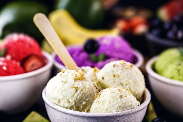 Gelado Banana Vegan Feito Com Banana Congelada Sem Adição Açúcar — Fotografia de Stock