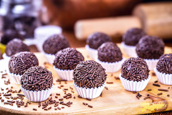 Brigadeiro (or negrinho), a Brazilian chocolate bonbon typical of children 's birthday parties