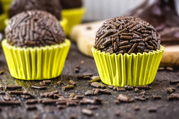 Brigadeiro Est Sucré Typique Cuisine Brésilienne Avec Présence Aux Fêtes — Photo