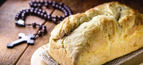 Pan Casero Hecho Período Pascua Eucaristía Llamado Pan Cristo Símbolo —  Fotos de Stock