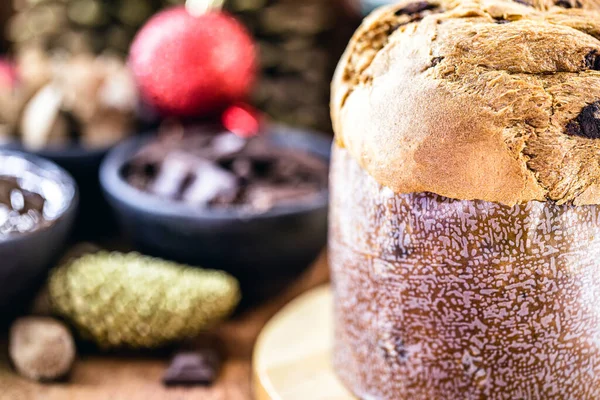 Brezilya Talya Dan Geleneksel Noel Ekmeği Panettone Veya Chocotone Olarak — Stok fotoğraf