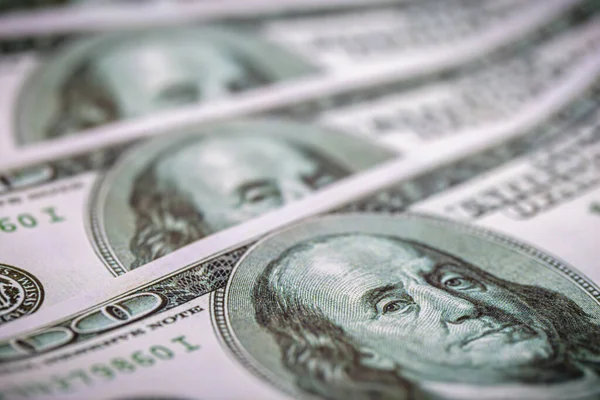 Detaljerna 100 Dollarsedeln President Franklin Begreppet Amerikansk Ekonomi — Stockfoto