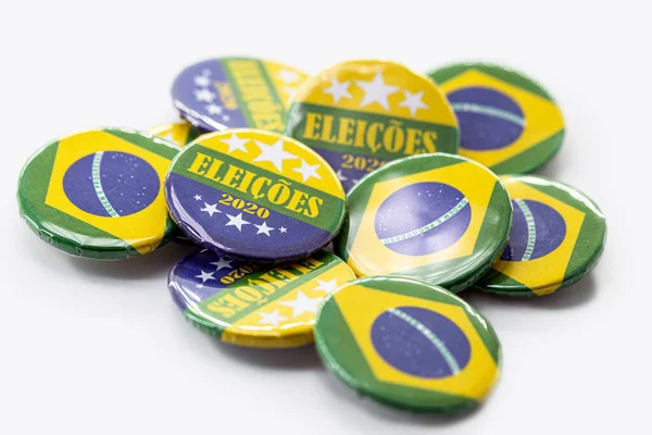 Botton Promocional Campaña Electoral Brasileña Para Alcaldes Concejales 2020 — Foto de Stock