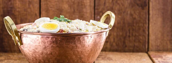 Maionese Caseira Com Legumes Frutas Comida Típica Brasileira Servida Panela — Fotografia de Stock