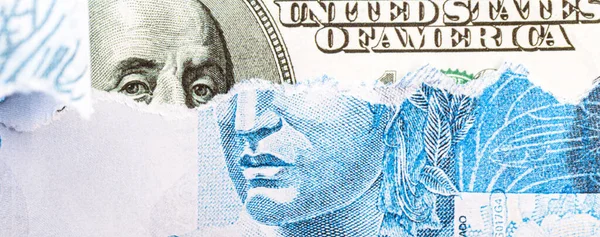 100 Reais Bankbiljet Uit Brazilië Onthullen Een Honderd Dollar Biljet — Stockfoto