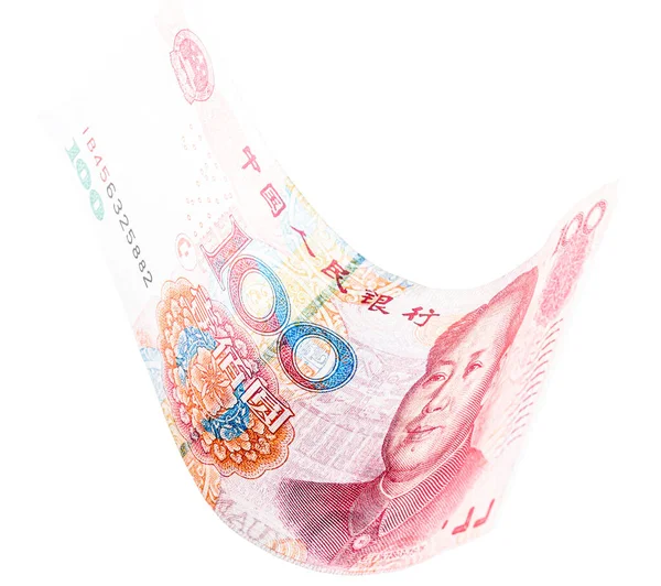 Yuan Bankbiljet Witte Achtergrond Chinees Geld Renminbi Remmimbi Officiële Munteenheid — Stockfoto