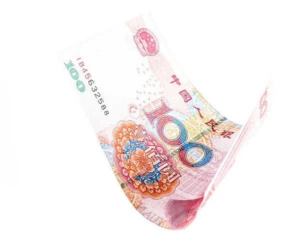 Nota Yuan Sobre Fundo Branco Dinheiro Chinês Renminbi Remmimbi Moeda — Fotografia de Stock