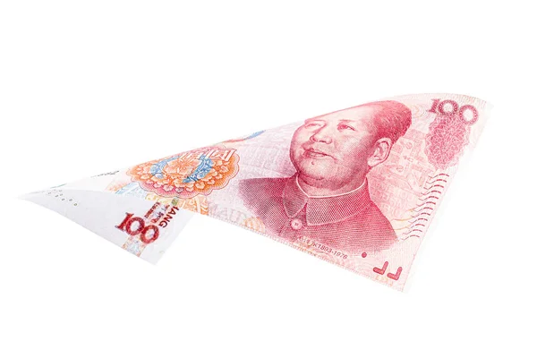 Yuan Bankbiljet Witte Achtergrond Valt Chinees Geld Renminbi Remmimbi Draw — Stockfoto